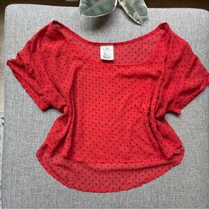 🍒 Y2K Vintage Sheer Polka Dot Crop Top , Circa 2008